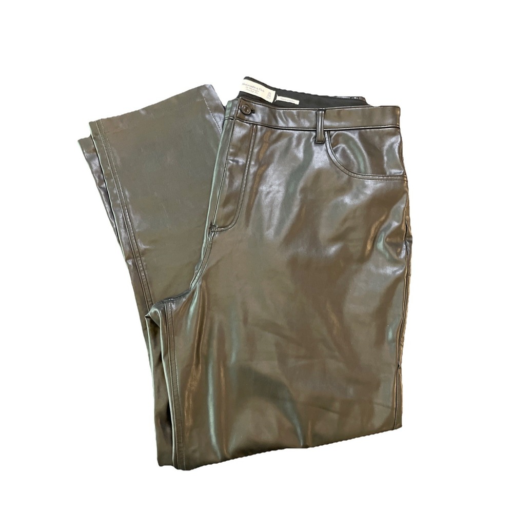 Abercrombie Fitch Pants 35/20 Black Leather 90s‎ Relaxed Hi Rise Curve Love